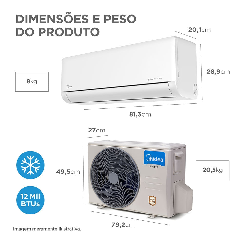 Foto 3 de Ar-Condicionado Split 12000 BTUs Inverter AI Ecomaster Pro Frio Midea 220