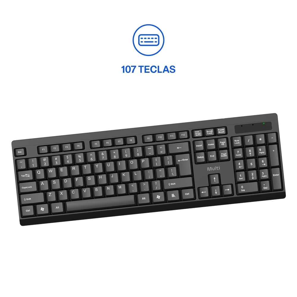 Foto 3 de Teclado Sem Fio TS10 USB 2.4GHz Preto Multi - TC607 TC607