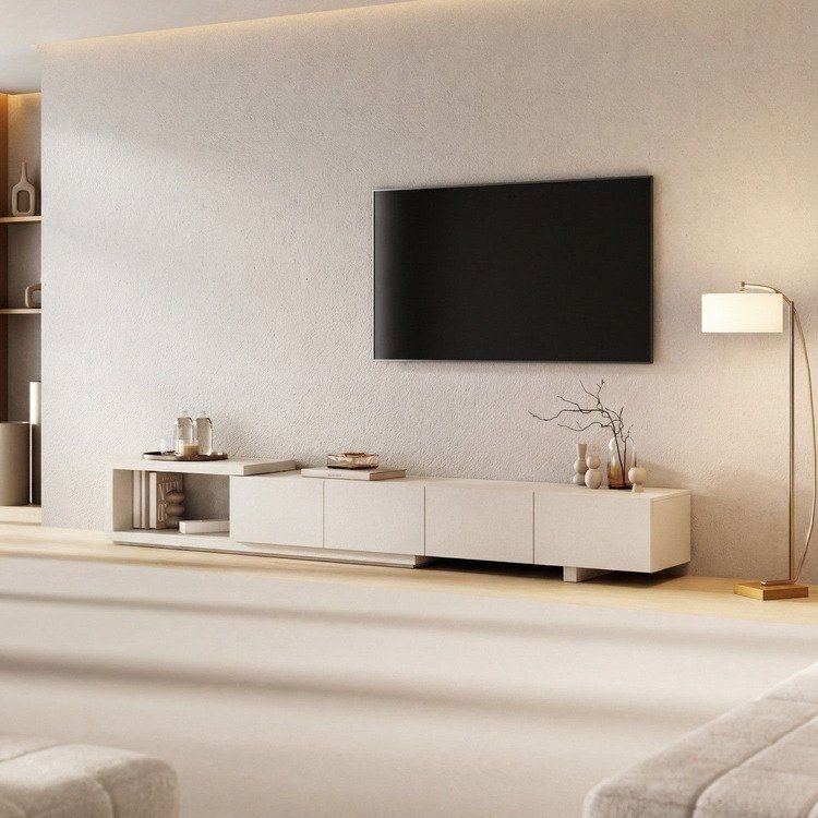 Rack Extensível TV até 75 Polegadas Planejado 244cm Aruá CabeCasa MadeiraOriginals Off White Off White