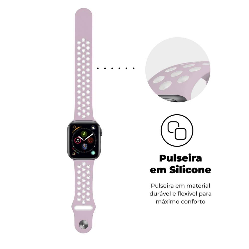 Foto 3 de Pulseira para Apple Watch 42 / 44 / 45MM Armor Running - Rosa e Branco - Gshield