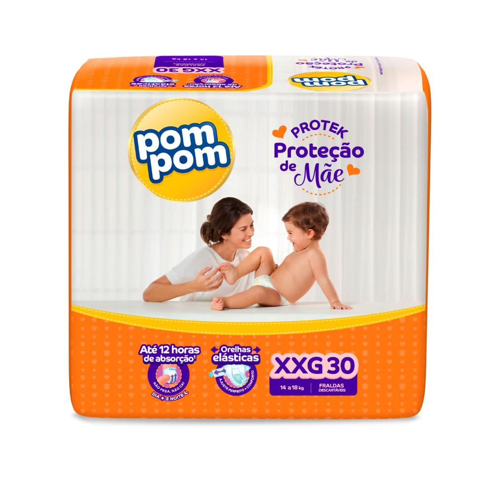 Fralda Pom Pom Derma Protek Proteção de Mãe Mega XXG com 30un