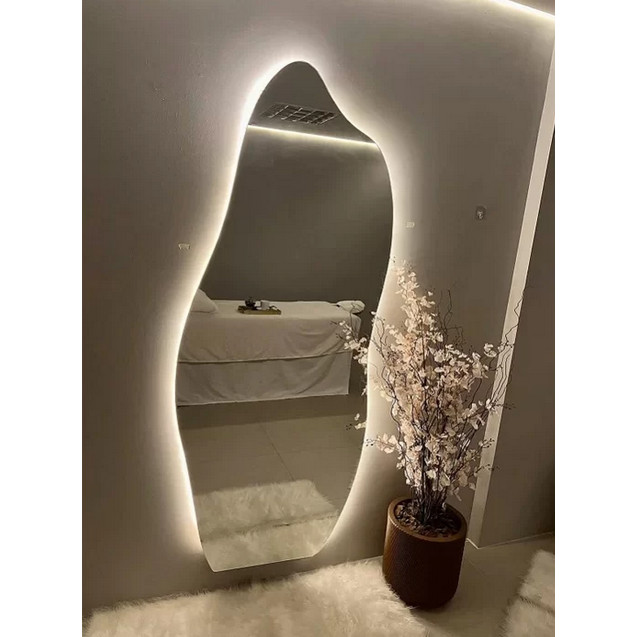 Espelho Orgânico Flame 170x70 E06 com LED Branco Frio 220V 6000K – Sofisticação e Clareza