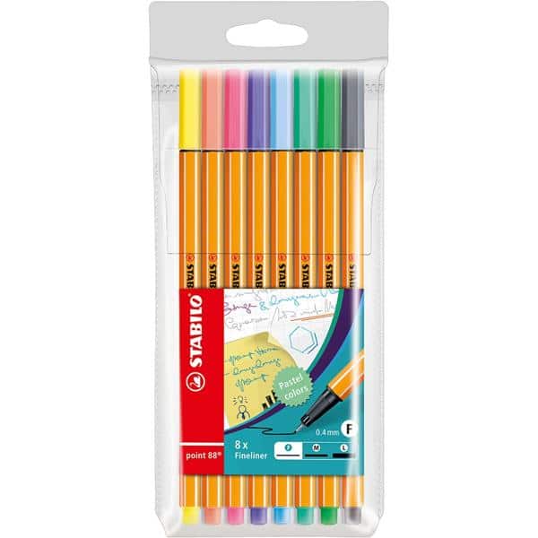 Caneta hidrográfica 08 cores 0,4mm Pastel Colors 88/8-01 Stabilo BT 8 UN