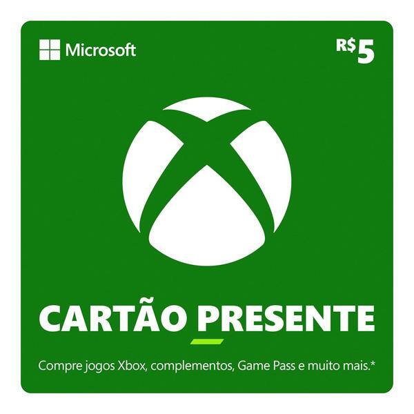 Gift Card XBOX Cash 5 Reais, Microsoft - Código Digital PT 1 UN
