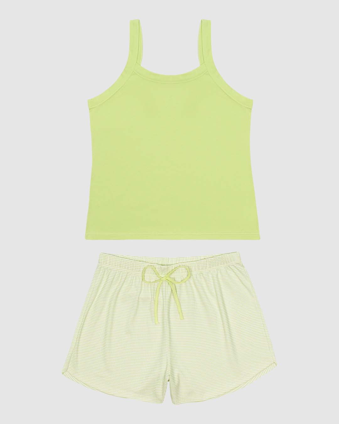 Pijama Curto Feminino Regata E Shorts Estampado Em Algodão — Verde - XGG
