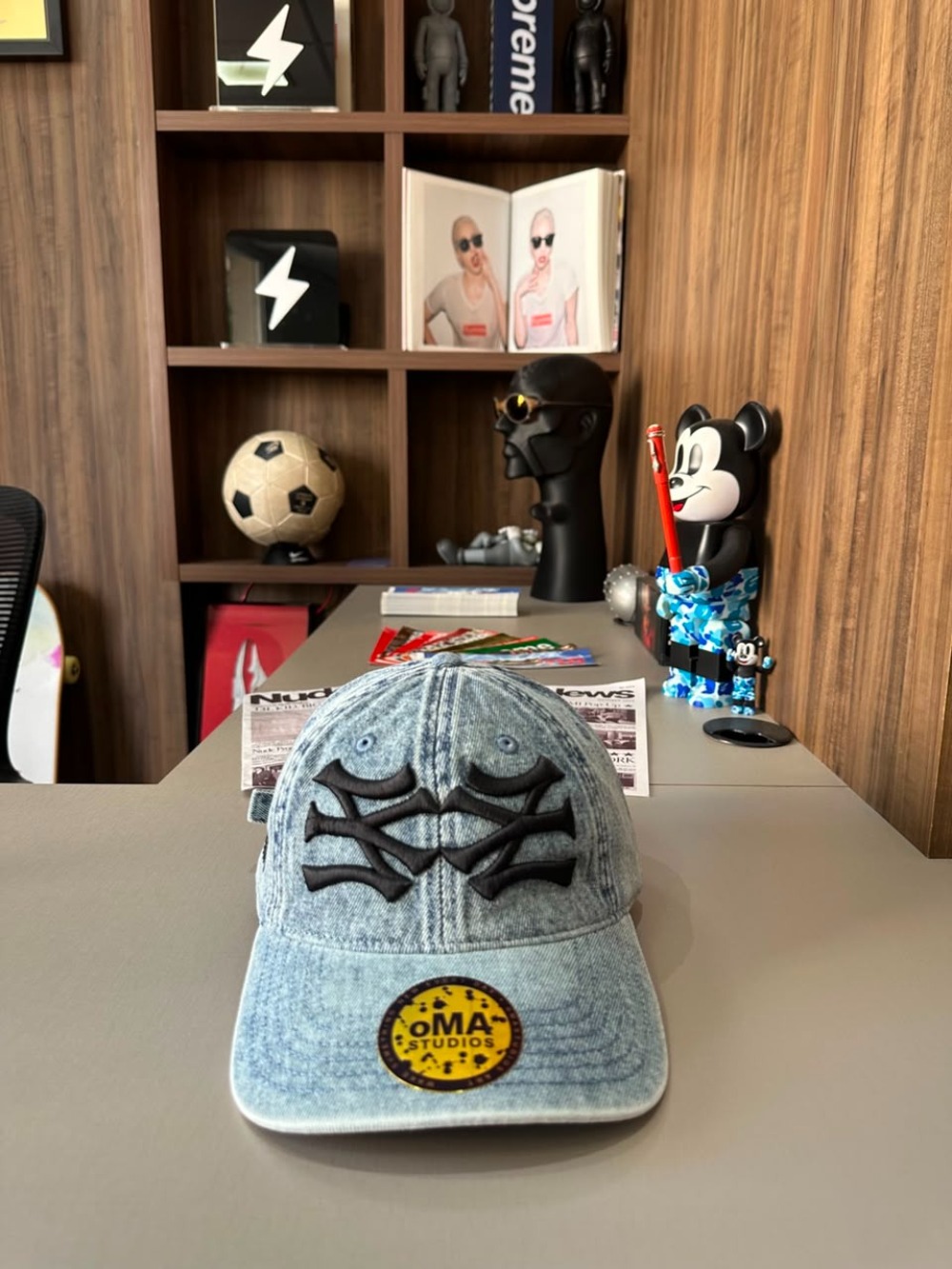Boné oMA Studios NY NY Denim Blue Hat — Único, Novo