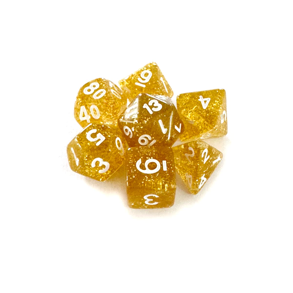 Dados RPG: Glitter Amarelo e Branco Central Dice | Estilo e Qualidade para suas Aventuras!
