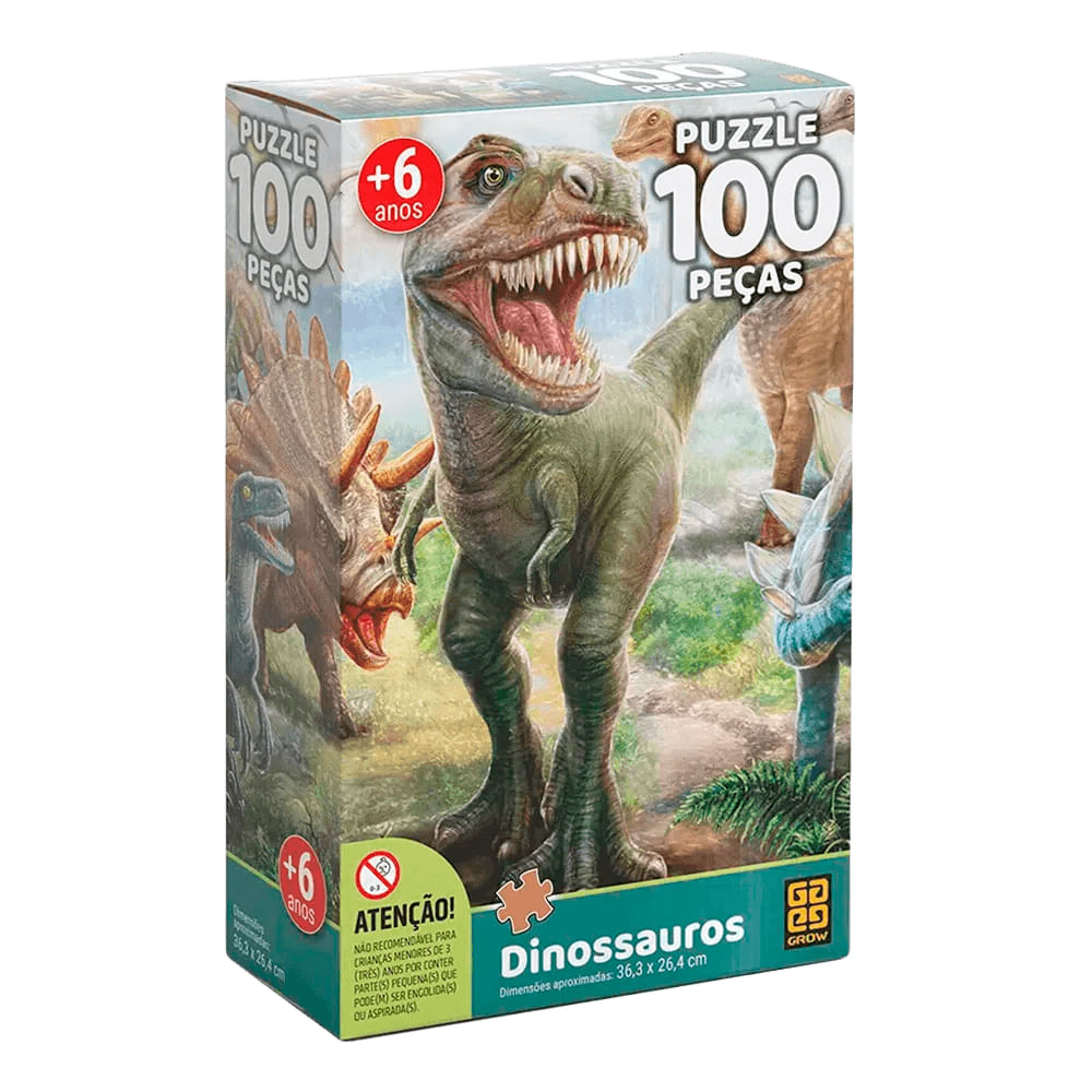 Foto 3 de Quebra-cabeça 100 peças Dinossauros