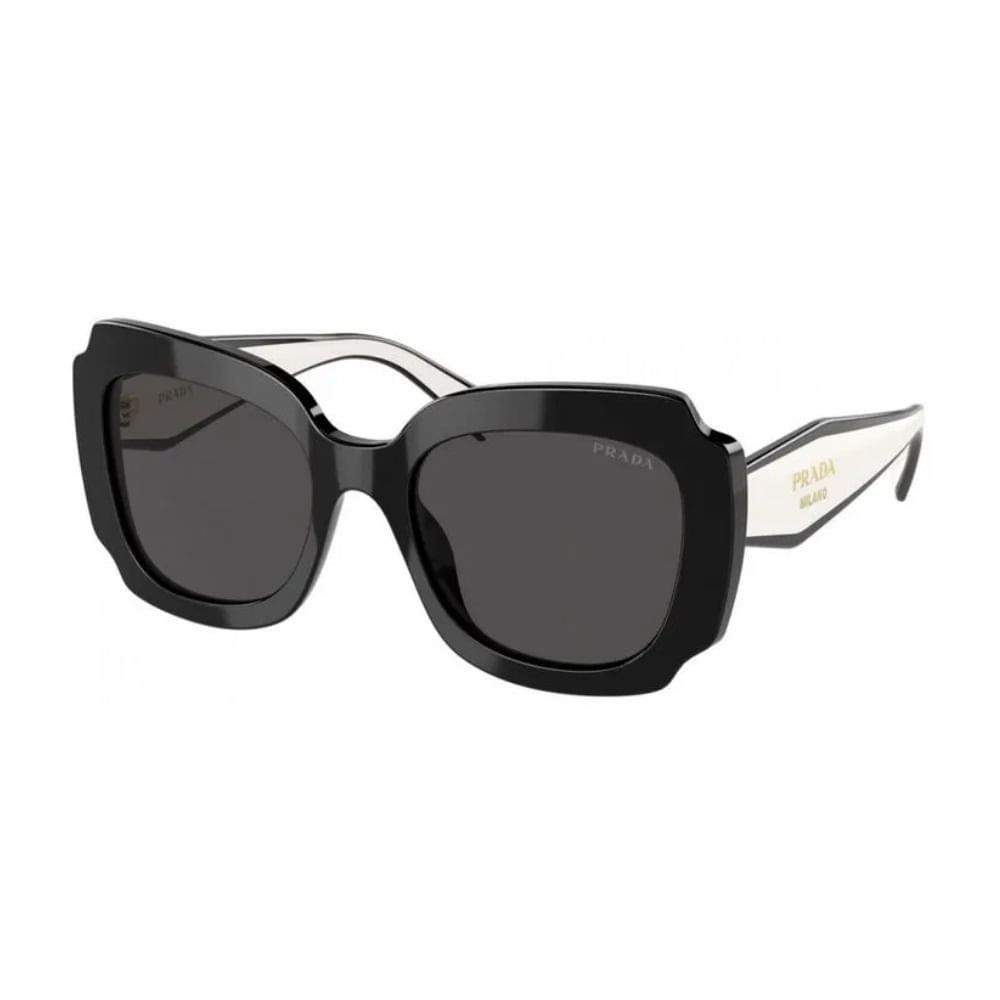 Óculos de Sol Feminino Prada Quadrado PR 16YS Cor Preto e Branco