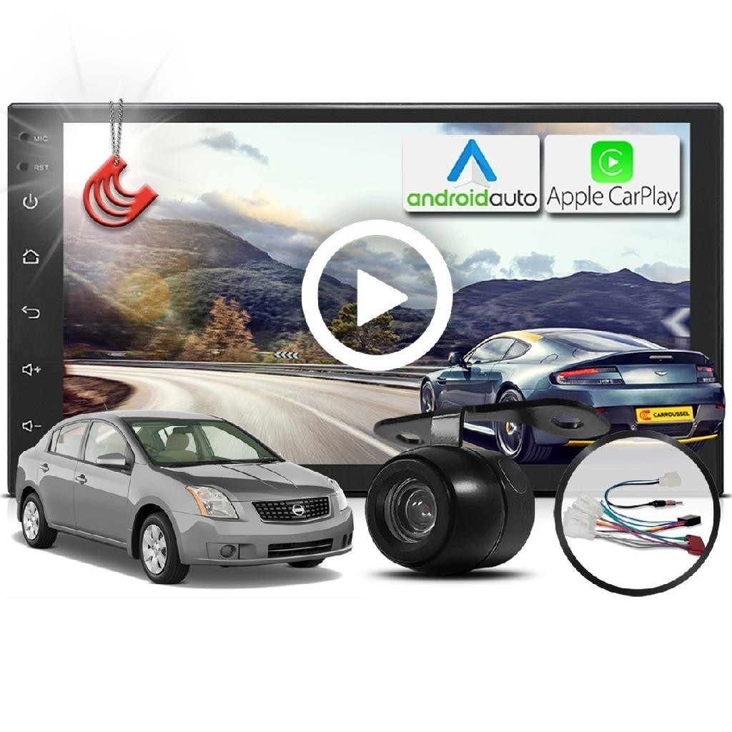 Combo Kit Central Multimidia MP5 + Camera de ré + Chicote Sentra 2008 Até 2013 AndroidAuto CarPlay