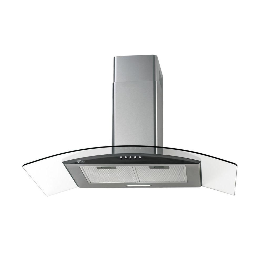 Coifa de Parede Fischer Fit 90cm Inox e Vidro com Exaustor e Depurador 220V