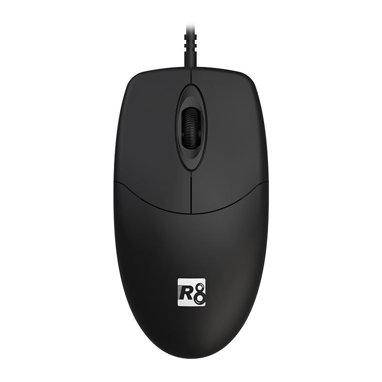 Mouse R8 1655, 1200DPI, 3 Botoes, Preto, R8-1655-BK