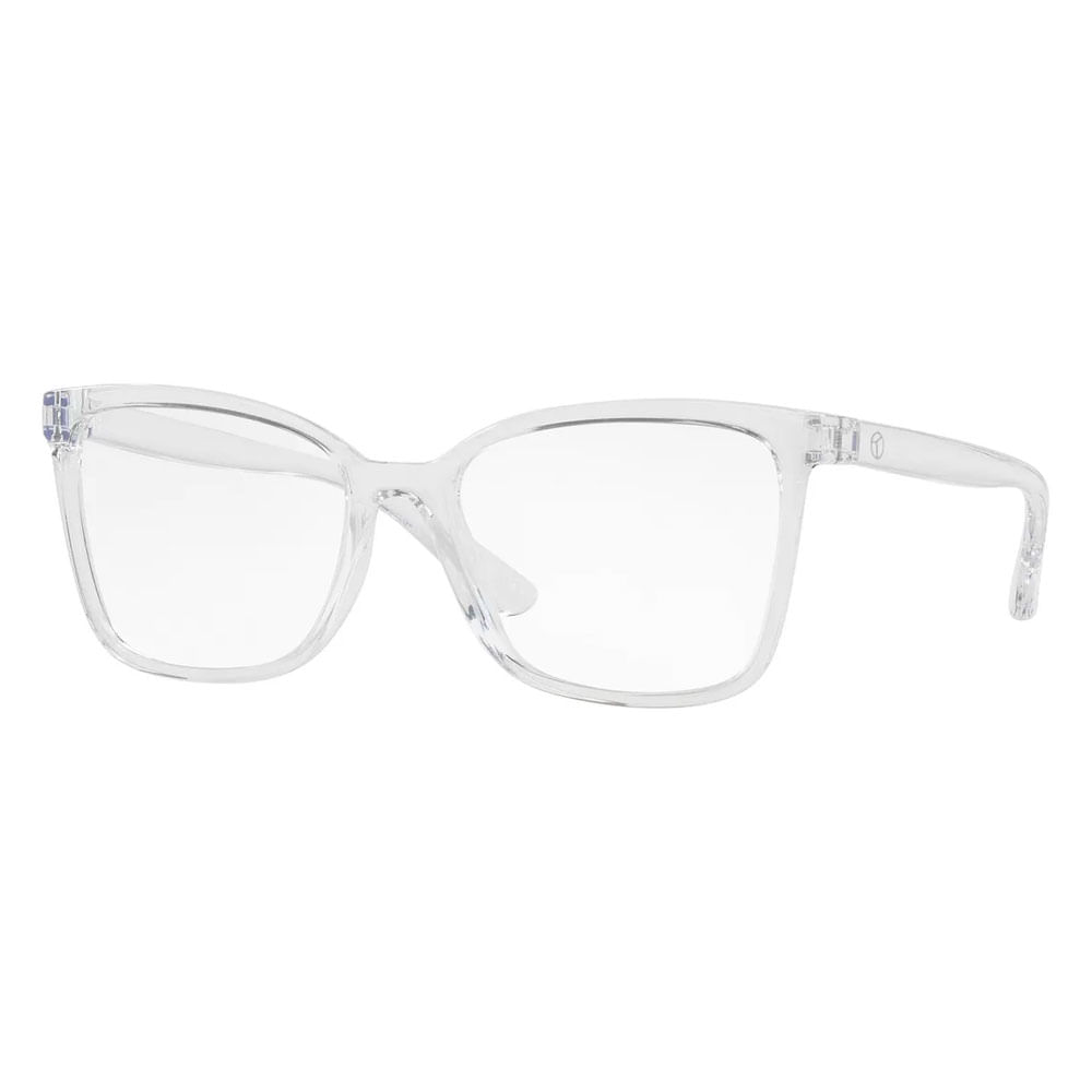 Armação de Óculos de Grau Feminina Tecnol Retangular TN3080 cor Cristal Transparente