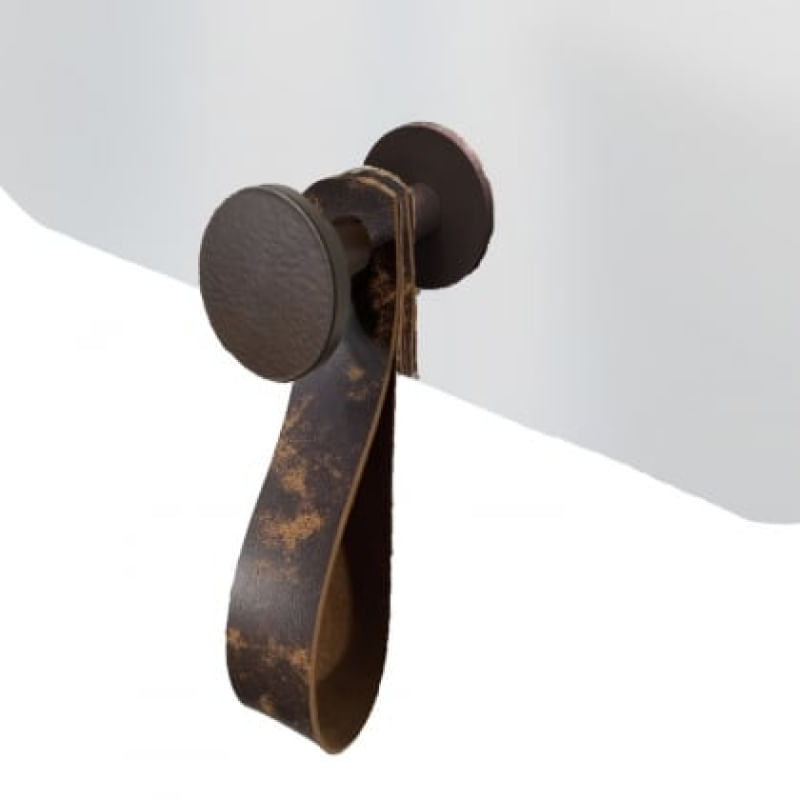 Foto 2 de Espelho Funcional Hook Corten Alça Corino 60x40 cm Retangular Alça Corino Rajada