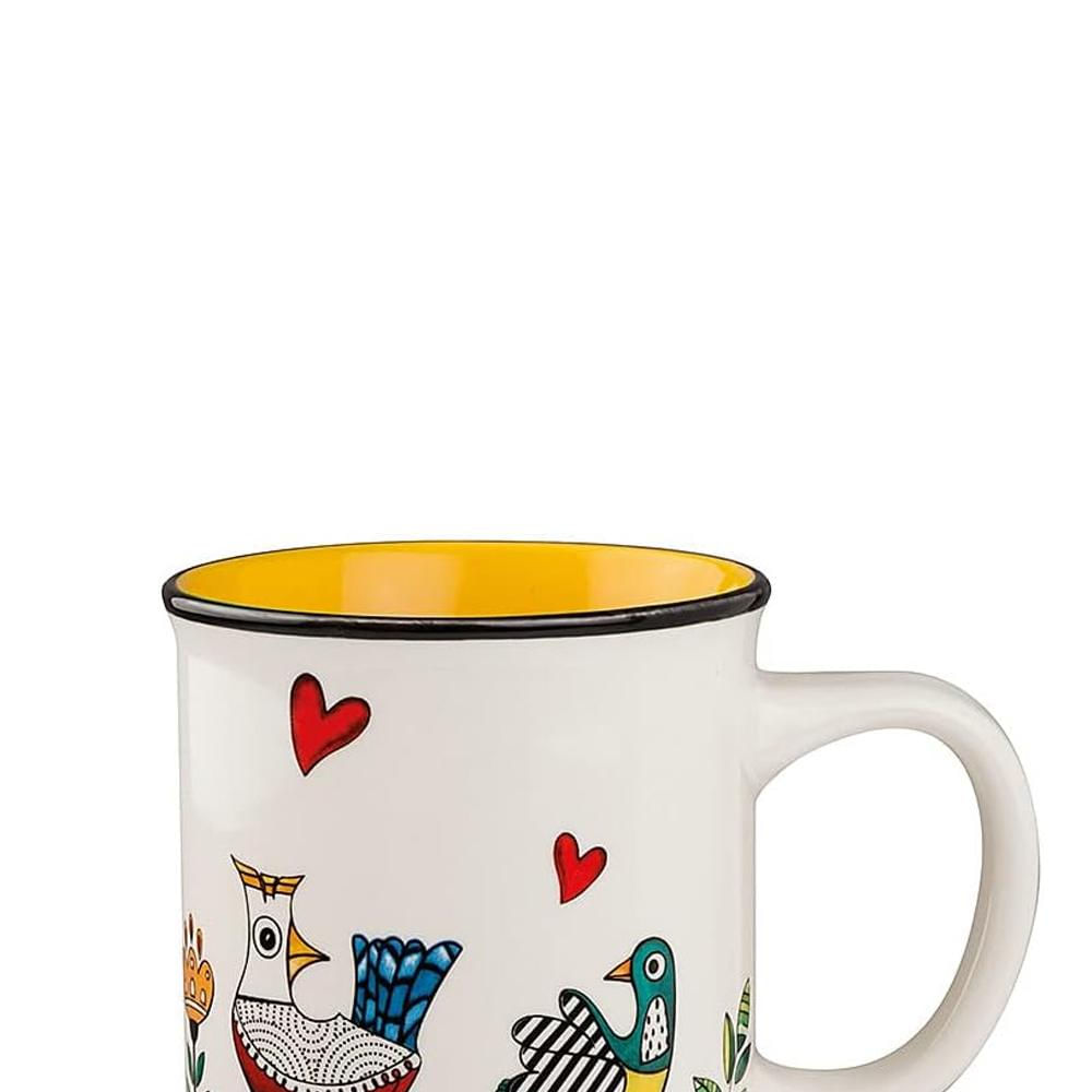 Foto 2 de Caneca em New Bone China Egan Cocorico 380ml amarelo