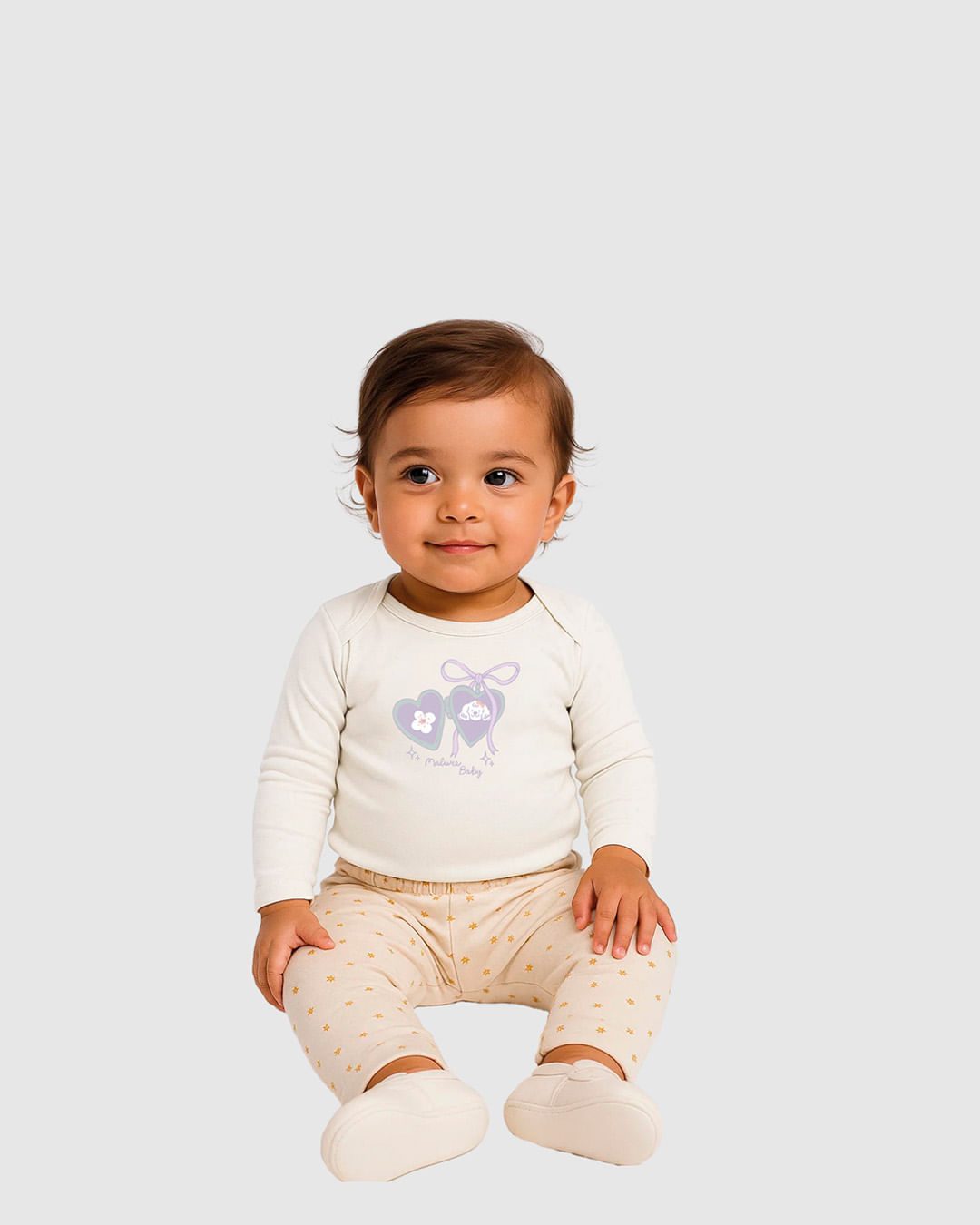Body Bebê Menina Estampa Relicário Cachorrinha Em Algodão Malwee Kids — Off White - 9M
