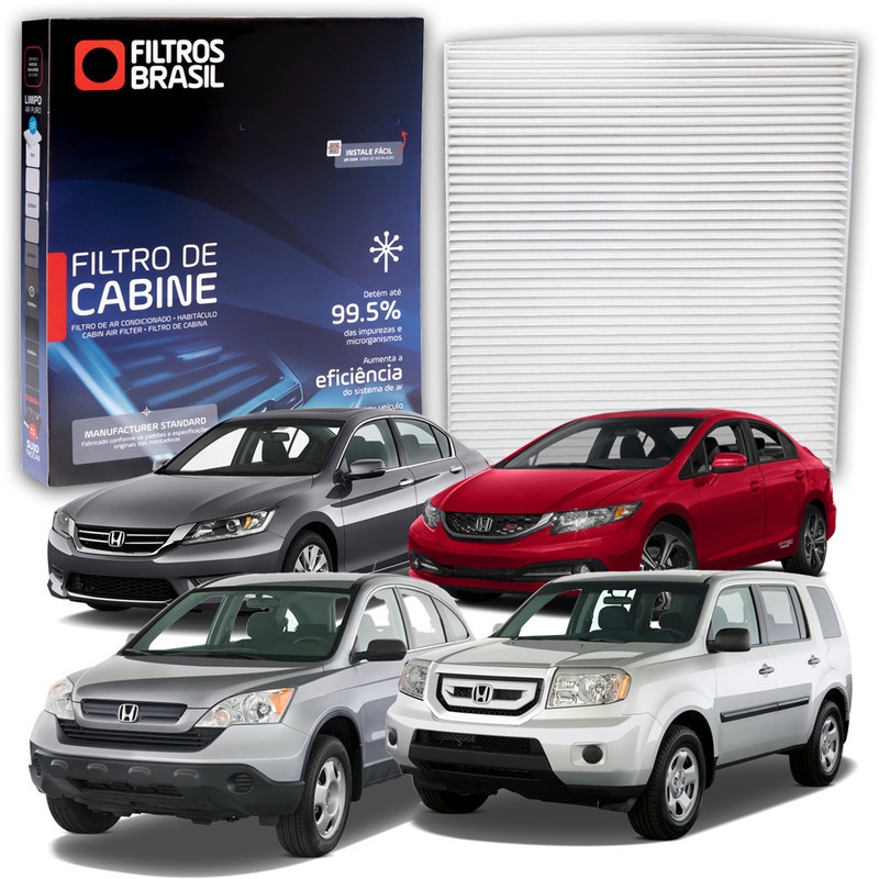 Filtro Cabine Ar Condicionado Honda Accord Sedan 16v Civic EXS/LXR Honda CRV LX Civic LXS 2005>2015