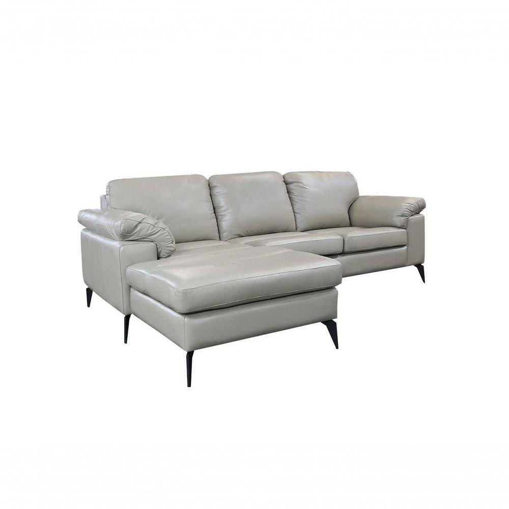 Sofá com Chaise Asti 2 Lugares 227cm Avelã Couro Mempra Móveis