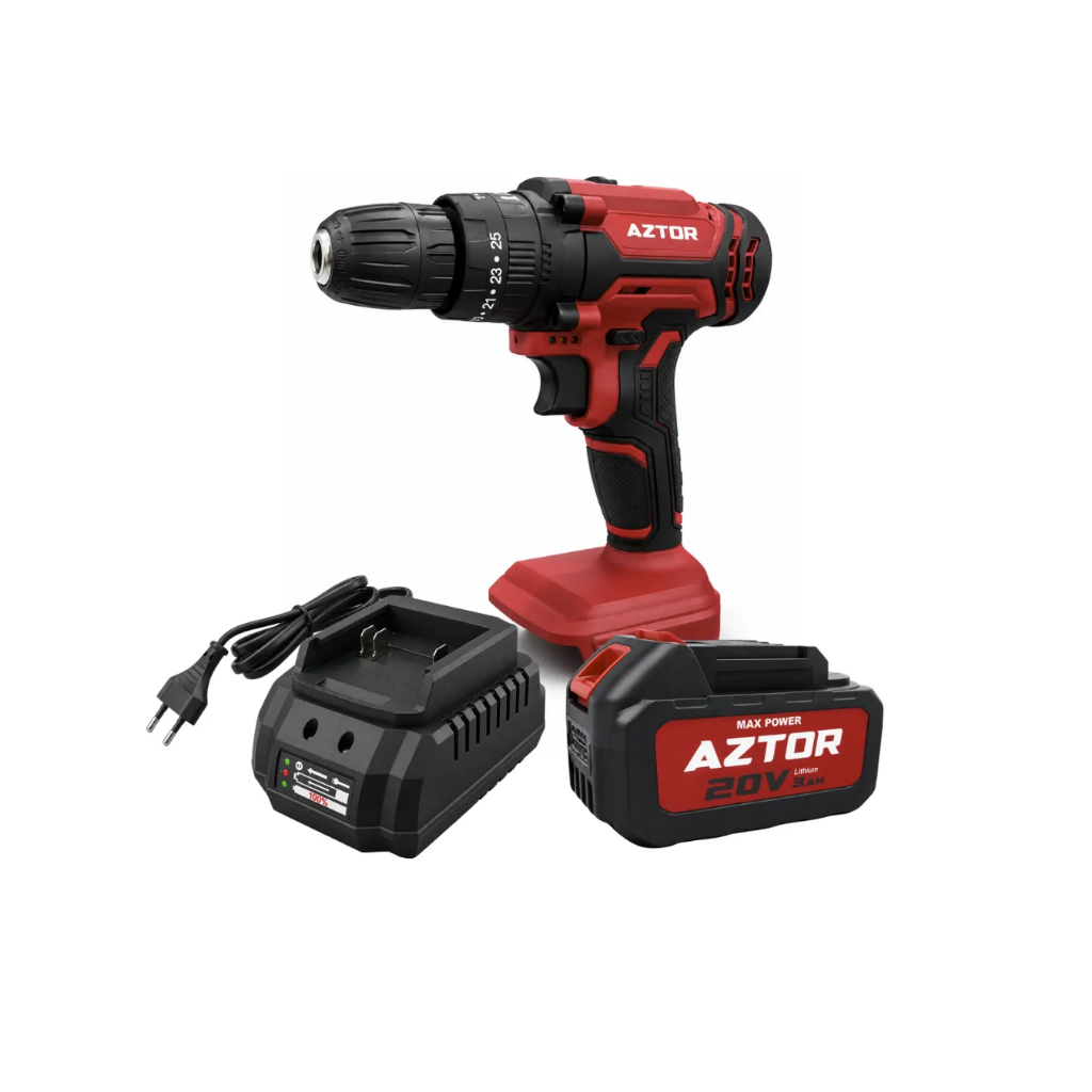 Furadeira E Parafusadeira Impacto 20v Bateria 3ah Azf720 Aztor