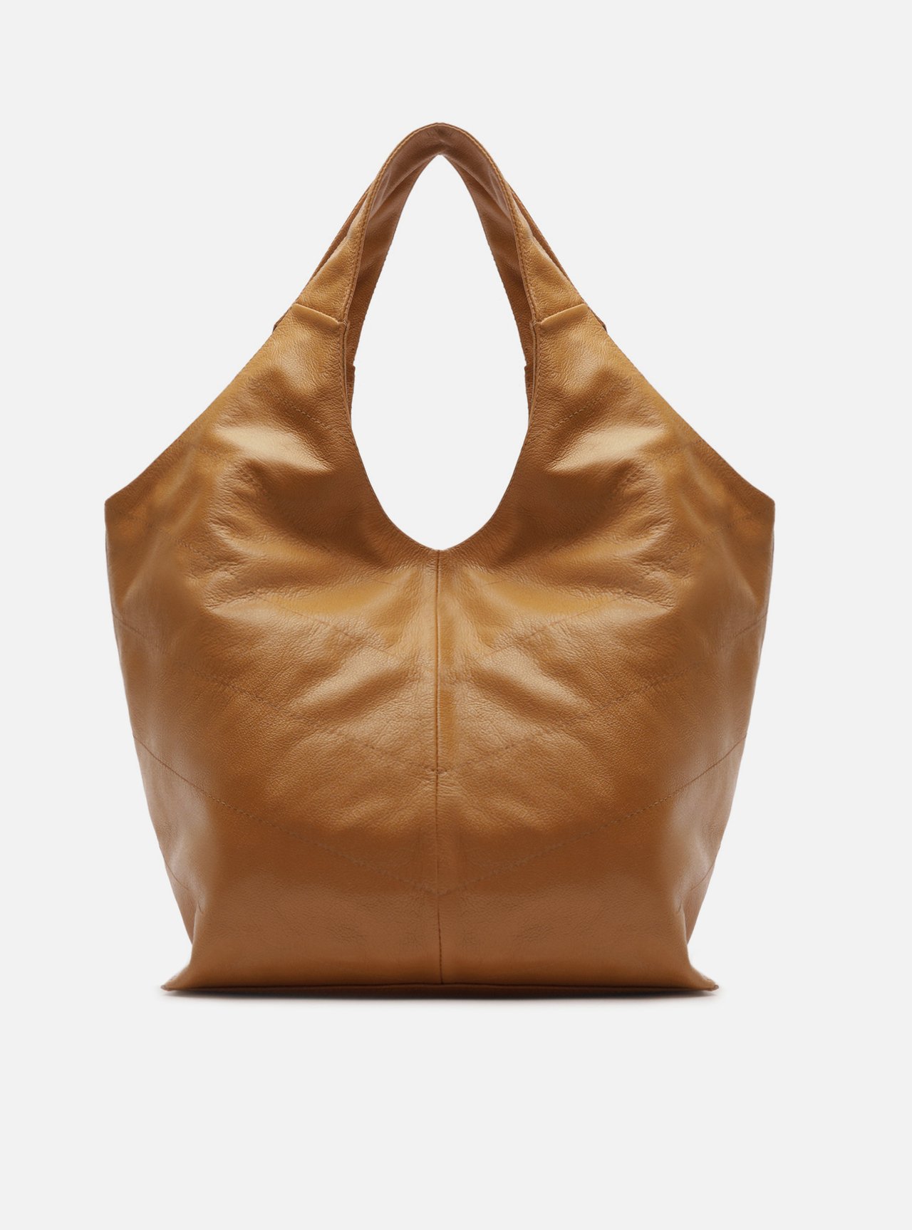 Foto 3 de Bolsa Hobo Marrom Couro Grande Franjas