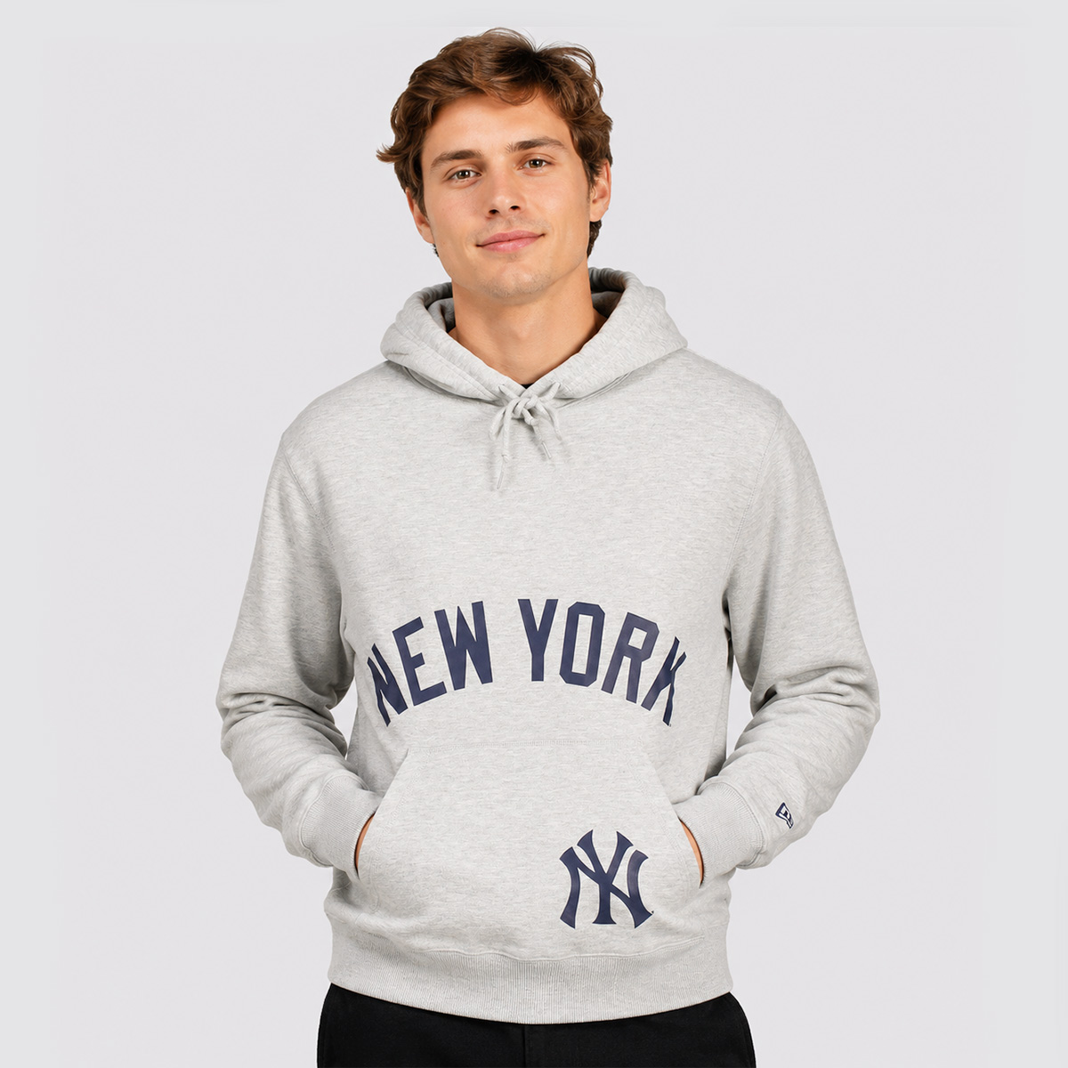 Moletom New Era New York Yankees College com Capuz Cinza