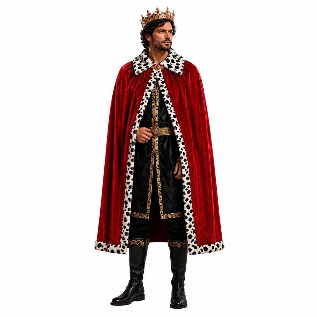 Capa Vermelha de Luxo Aveludada pra Fantasia Rei Príncipe Medieval Realeza Carnaval Festas e Halloween 130 cm