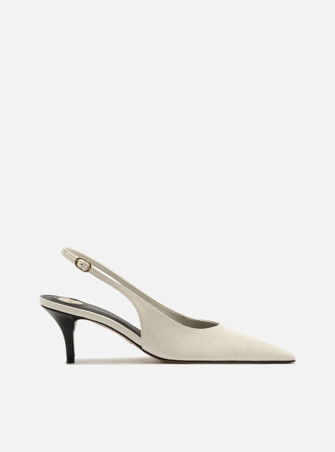 Scarpin Branca Salto Fino Slingback