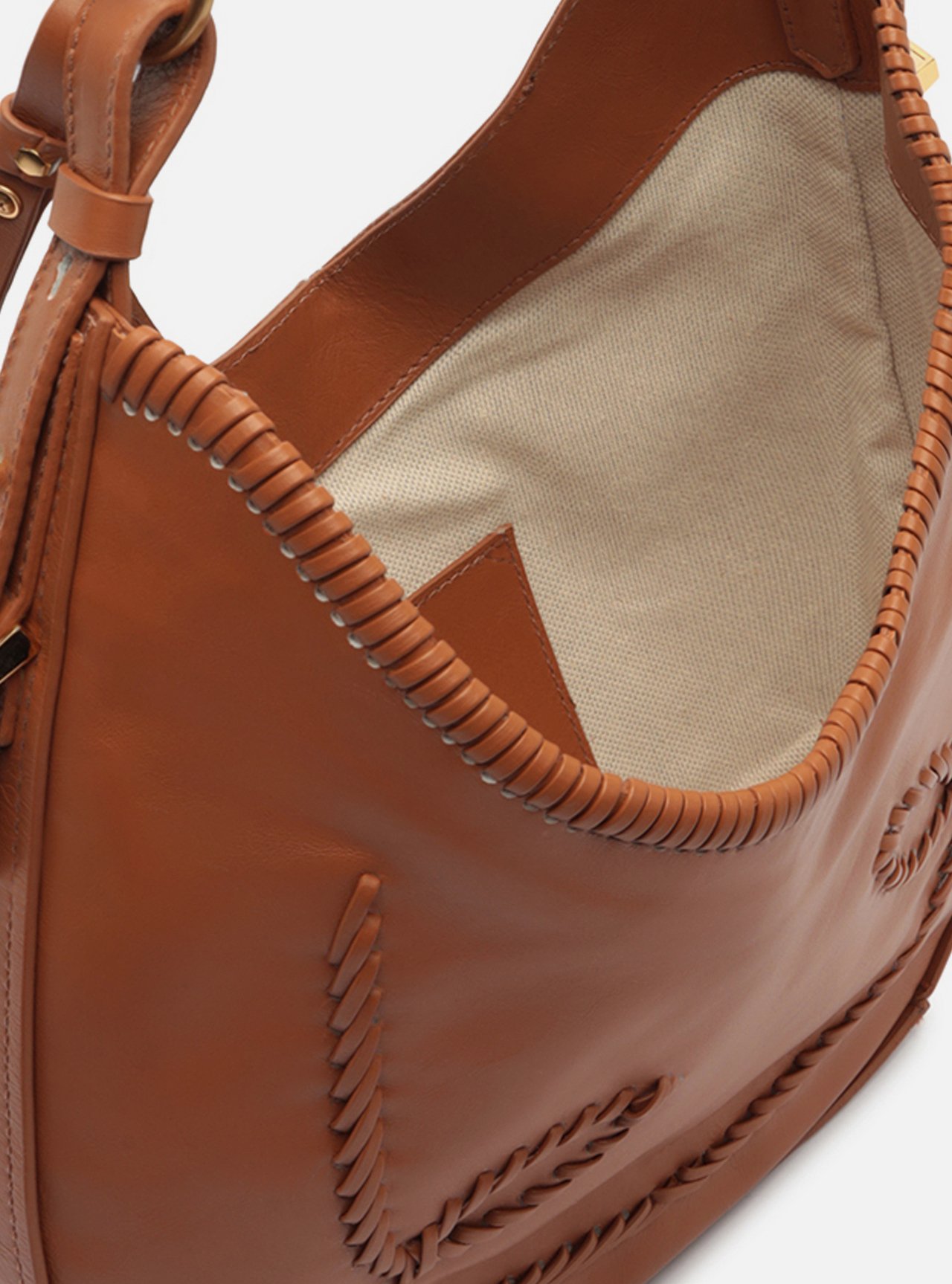 Foto 4 de Bolsa Hobo Marrom Couro Média Tressê