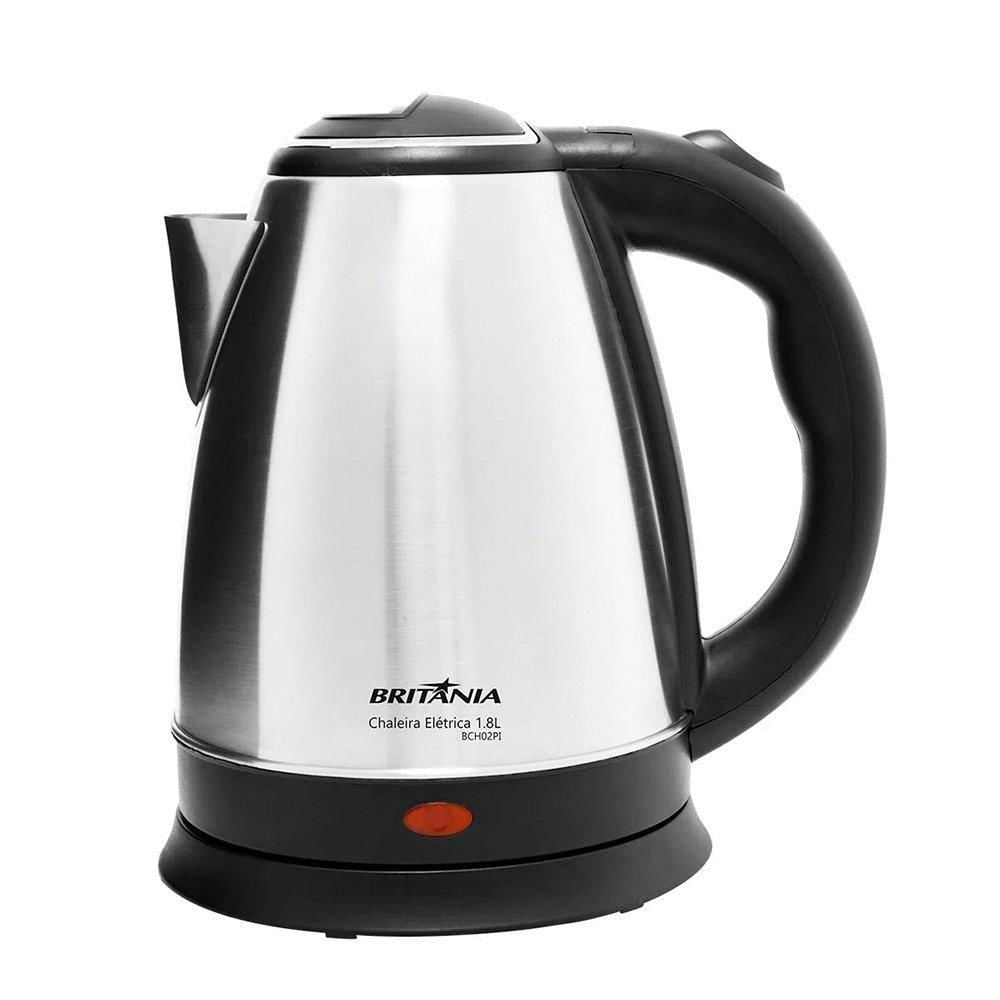 Chaleira Elétrica Britânia BCH02PI 1,8L Aço Inox Preto Base Destacável 110V 110