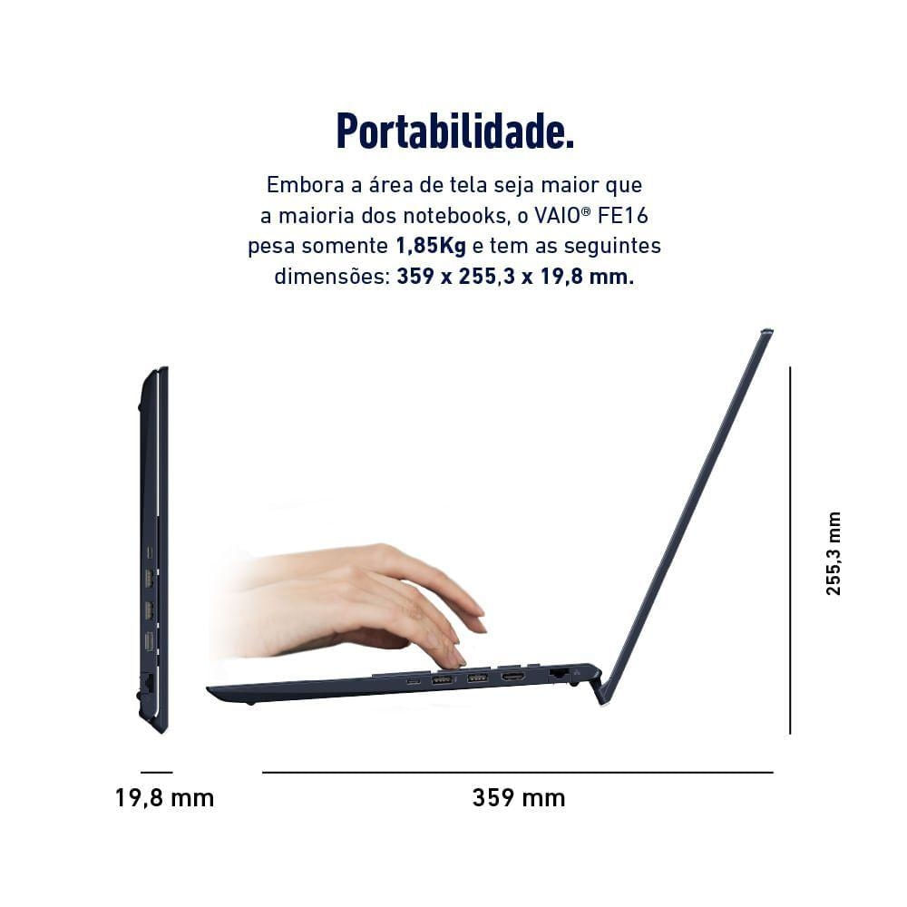 Foto 2 de Notebook FE16 Ryzen 5 5625U 8GB 256GB SSD 16 Polegadas Linux Vaio