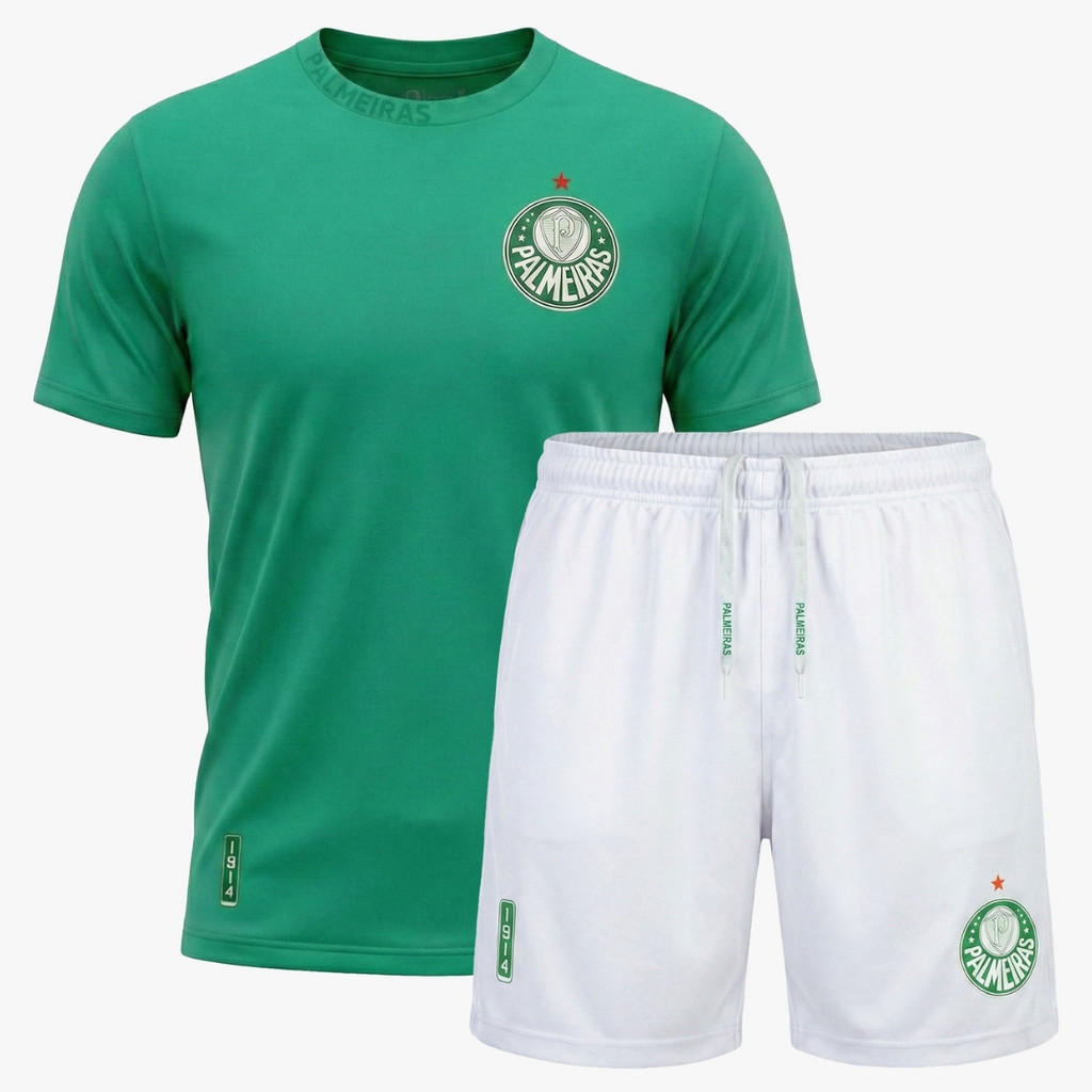 Conjunto Infantil Palmeiras 1914 III - Shorts e Camisa Original Licenciado Verdão