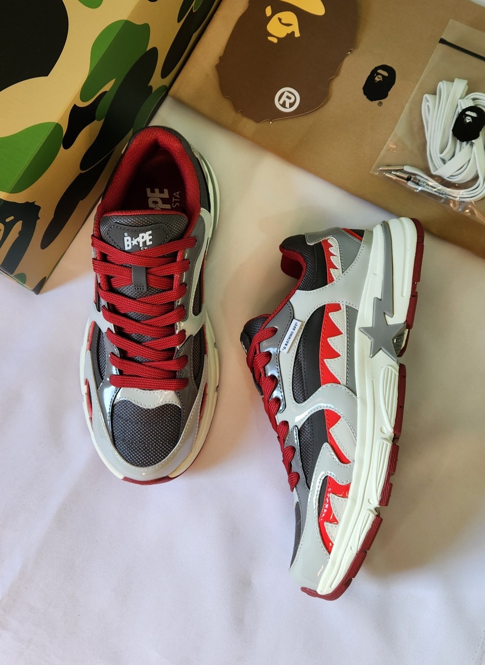 A Bathing Ape Bape Shark Sta #3 M2 Grey — 42, Novo