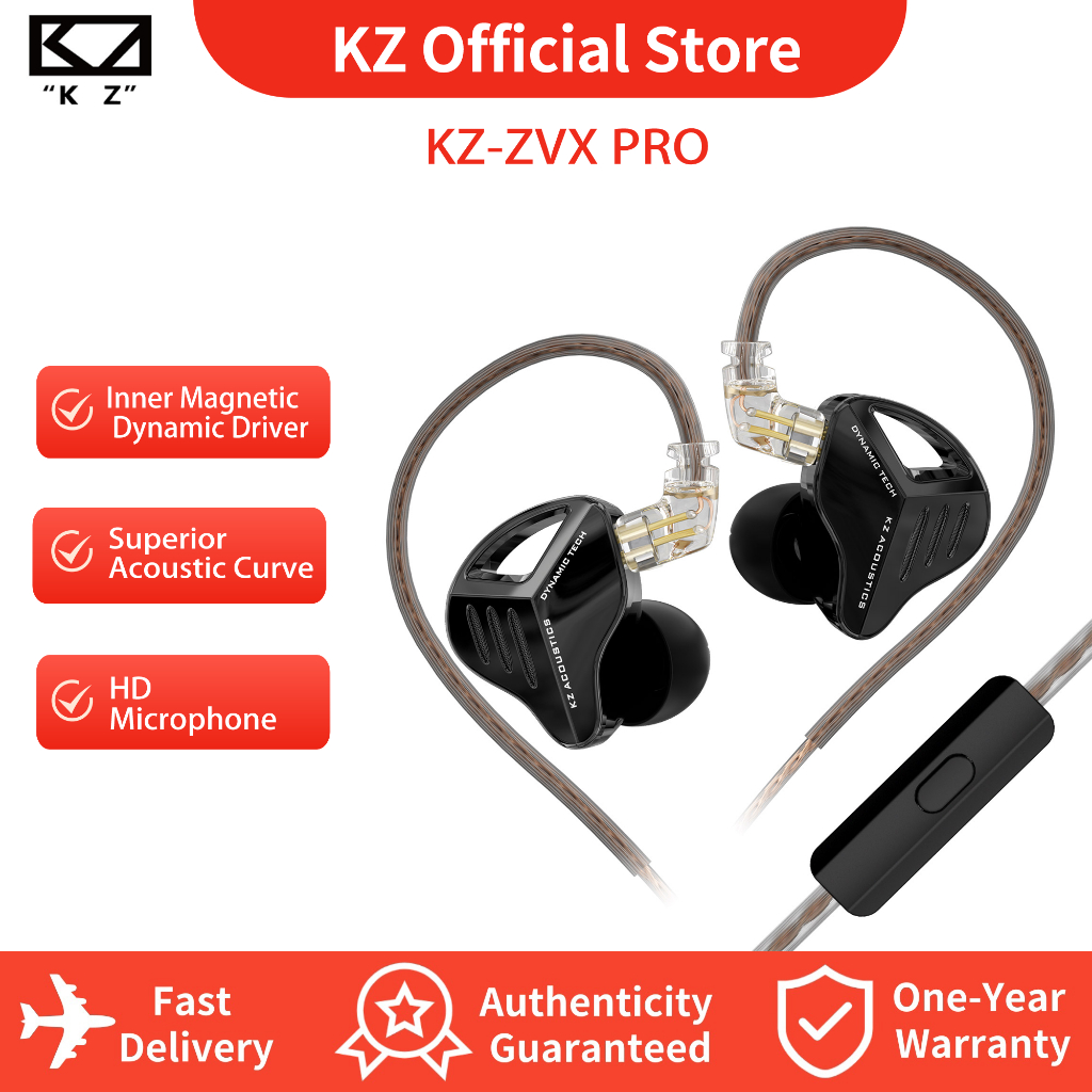 KZ ZVX PRO Fones De Ouvido Intra-Auriculares Com Fio De Metal Fone Baixo Para Jogos Esportivos