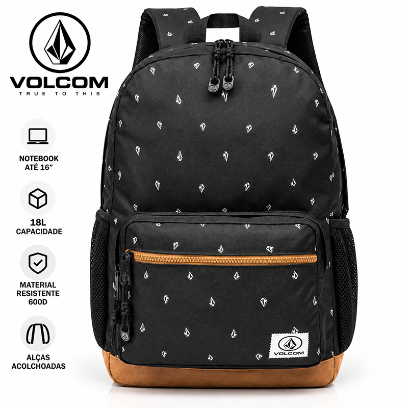 Mochila Volcom Masculina Notebook 16 Escolar Universitária Faculdade Trabalho Resistente Original
