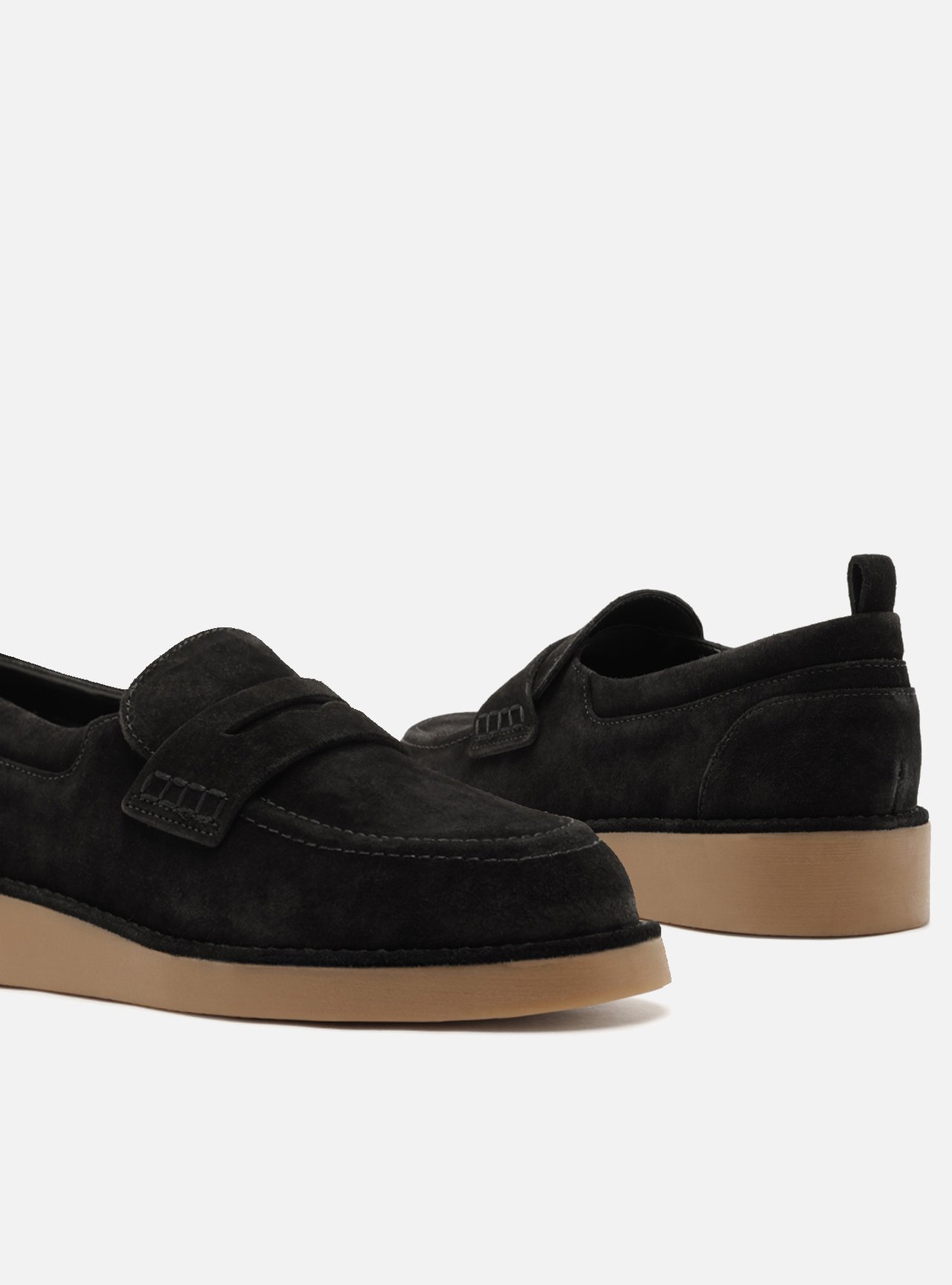 Foto 4 de Mocassim Preto Acamurçado Flatform Tira