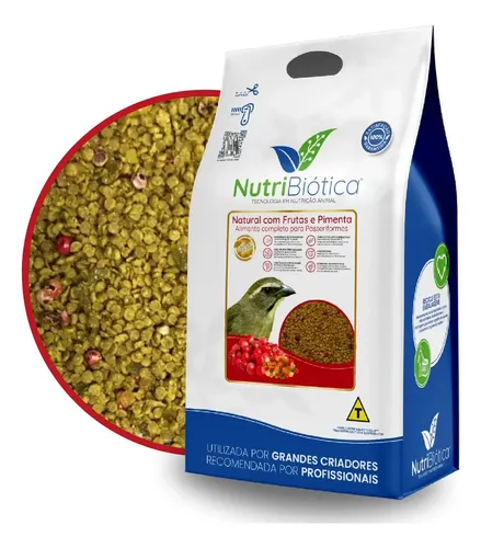 Ração Extrusada Nutribiótica Trinca Ferro Natural com Frutas e Pimenta Super Premium 300g - Torneio Manutenção Reprodução