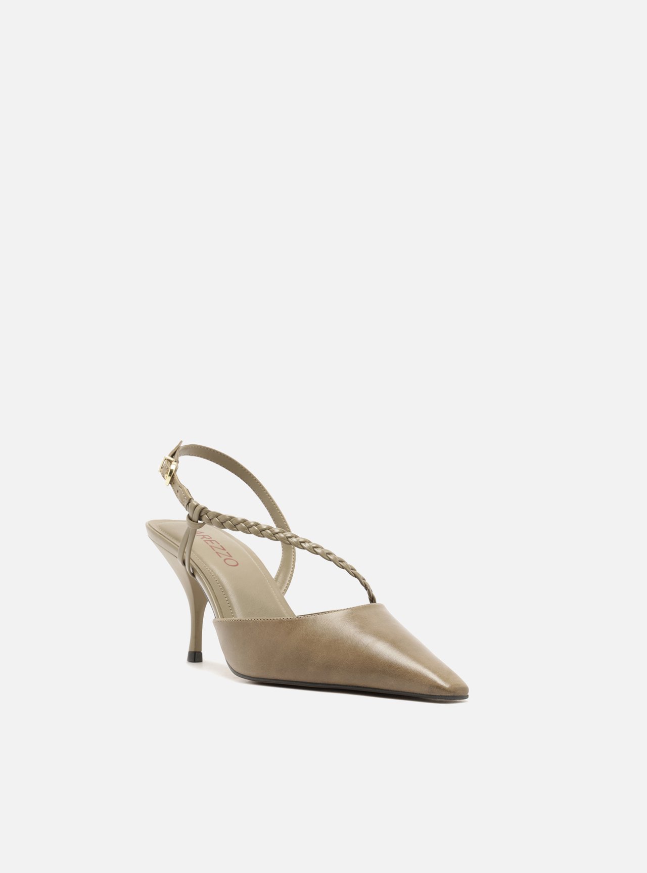 Foto 2 de Scarpin Marrom Salto Bloco Tiras Trançadas Slingback