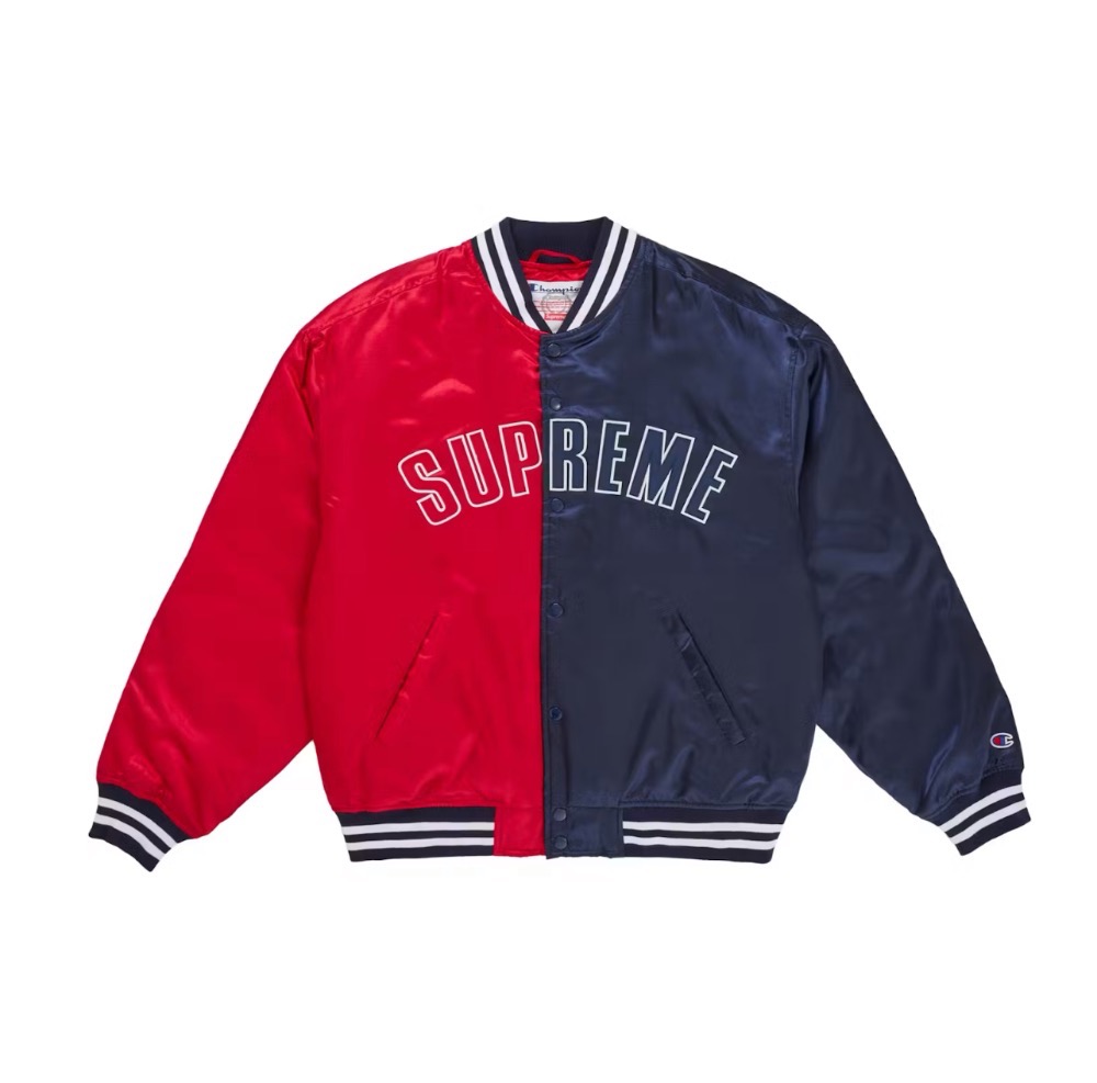 Champion x Supreme Jaqueta Satin Varsity Red SS26-W8 — P / M / G, Novo