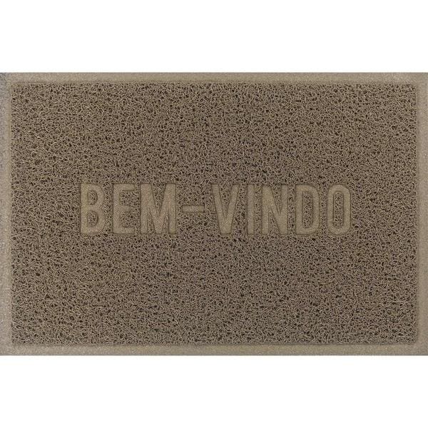 Tapete capacho 60x40cm Bem Vindo marrom Komdelli PT 1 UN