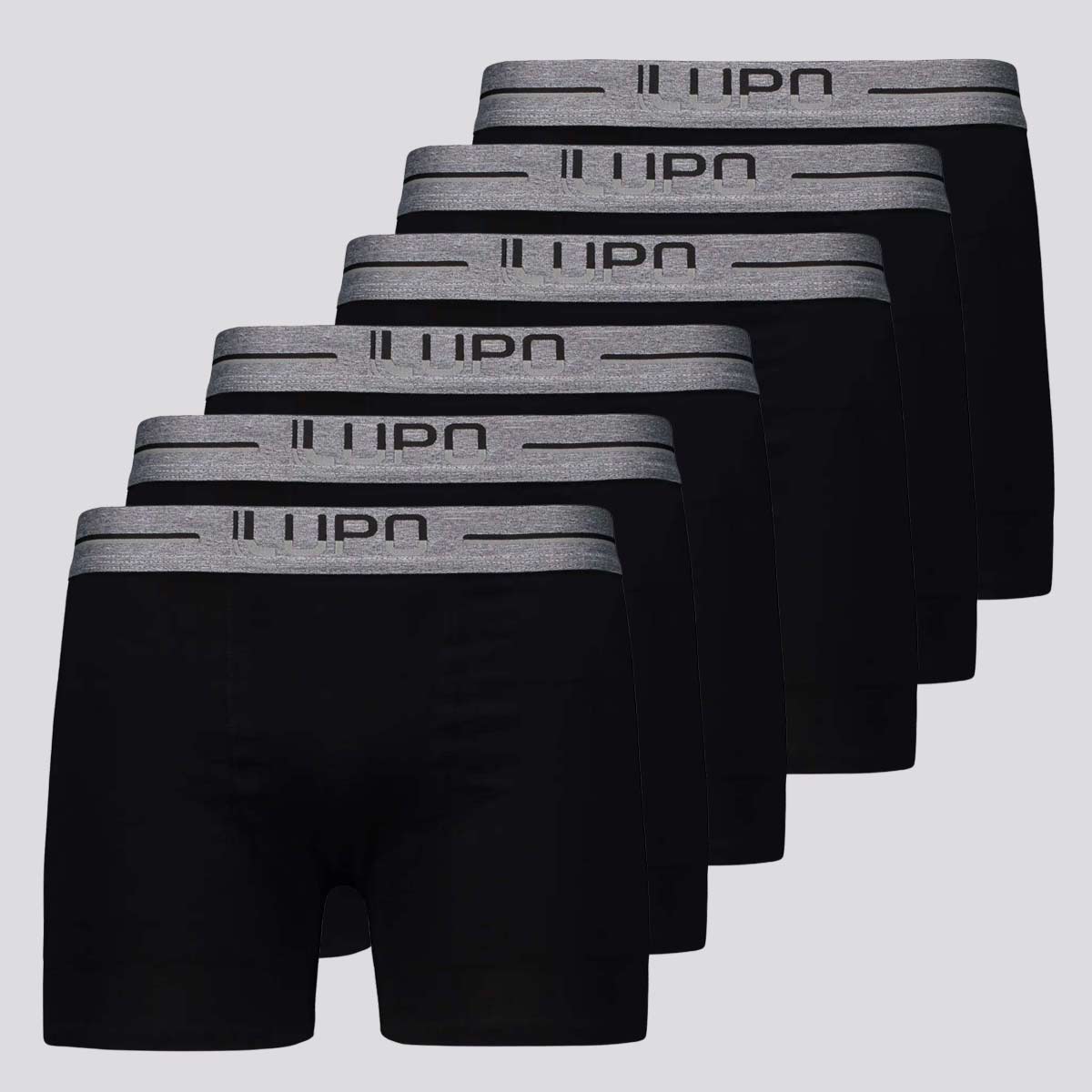 Kit de 6 Cuecas Boxer Lupo Anatomic Shape Preta e Cinza