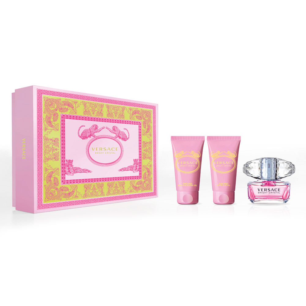 Versace Bright Crystal Kit – Perfume Feminino EDT + Loção Corporal + Gel de Banho — Kit