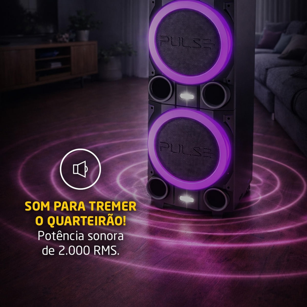 Foto 4 de Torre de Som Pulse SP518 2000W RMS Bluetooth TWS LED Duplo Bivolt