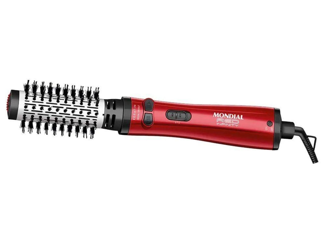 Escova Rotativa Mondial Red Infinity Keratin 1300W De Cerâmica Erb-11-Kr — Escova Rotativa Mondial Red Infinity Keratin 1300W De Cerâmica Erb-11-Kr Vermelho / Bivolt