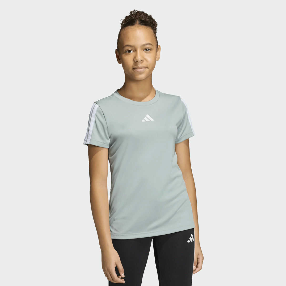 Camiseta Adidas 3 Stripes Logo Juvenil Verde