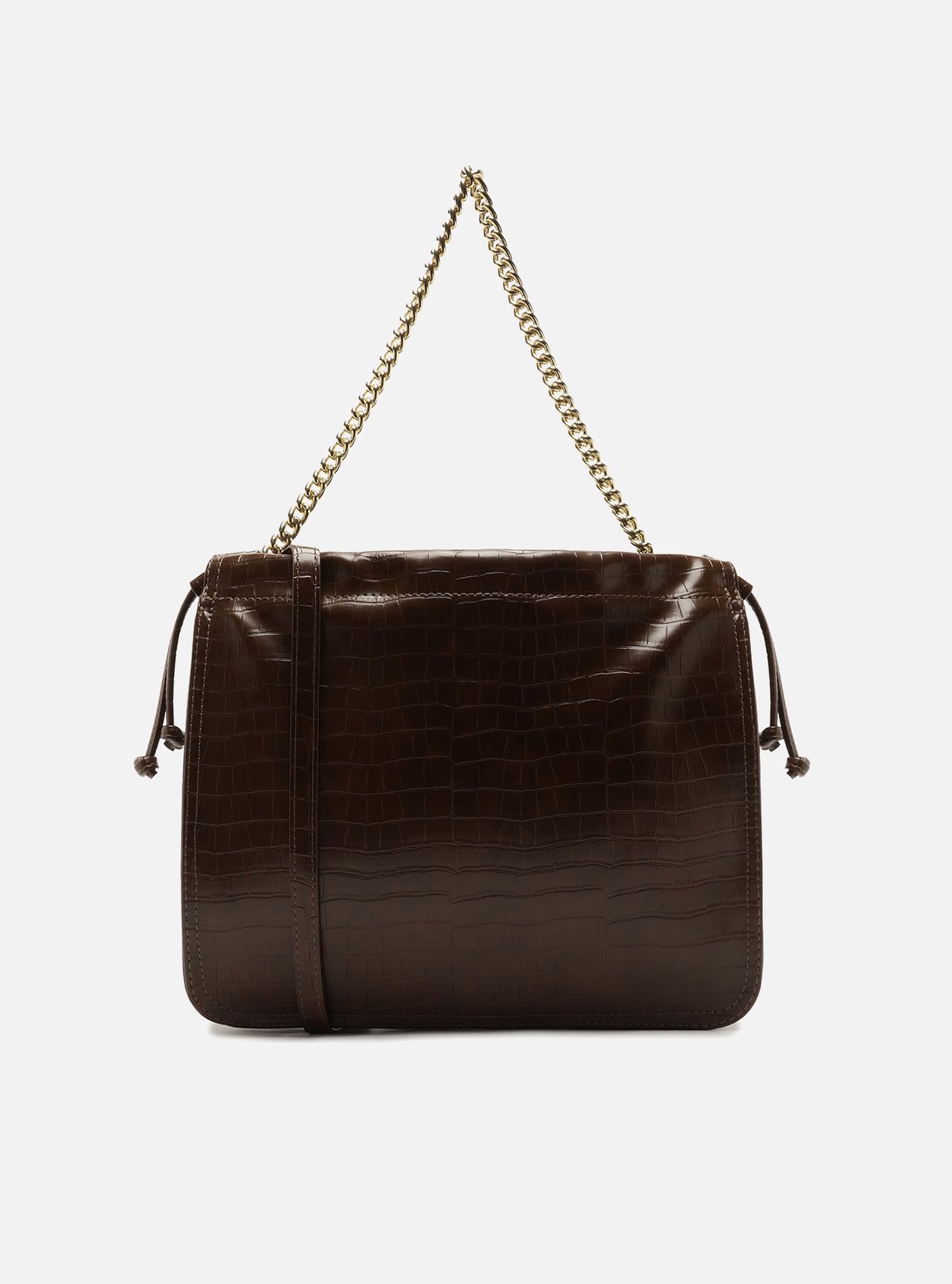 Foto 3 de Bolsa Tote Marrom Média Croco Alça