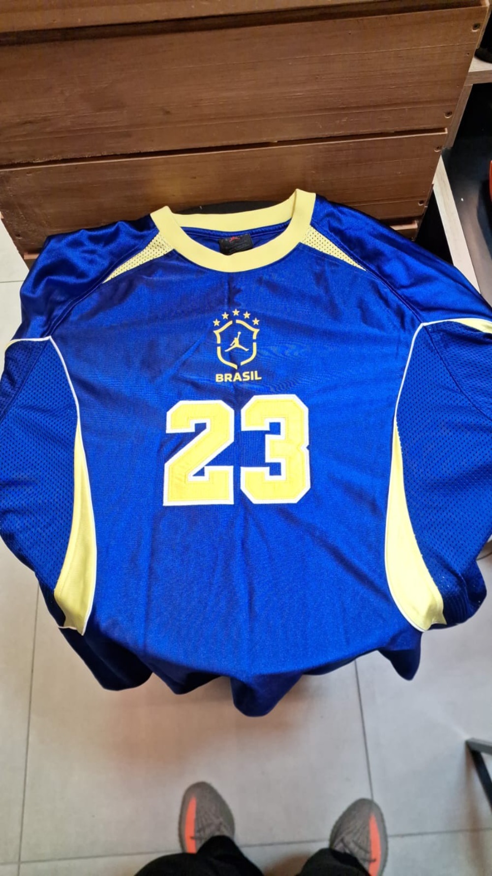Camiseta Air Jordan Manga Longa Brasil Goleiro Blue — XG, Novo