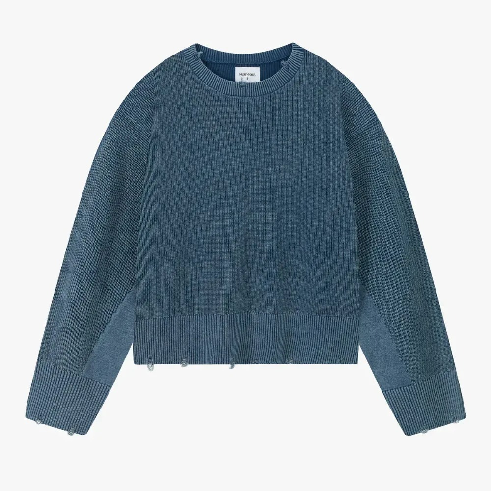 Suéter Nude Project Perfect Cropped Knit Washed Blue — P / M / G / XG, Novo