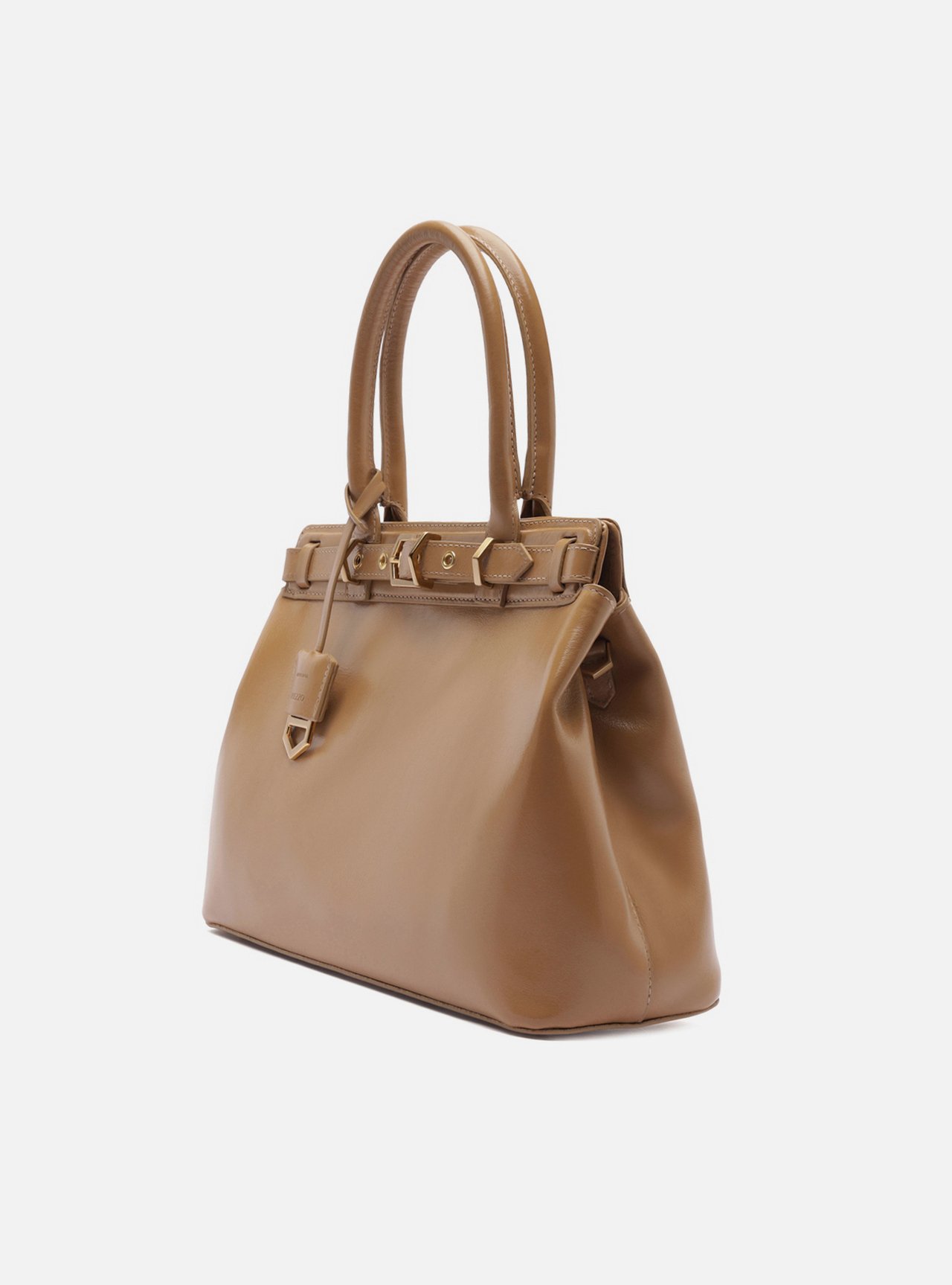 Foto 2 de Bolsa Tote Bege Couro Grande Bag Charm Victória