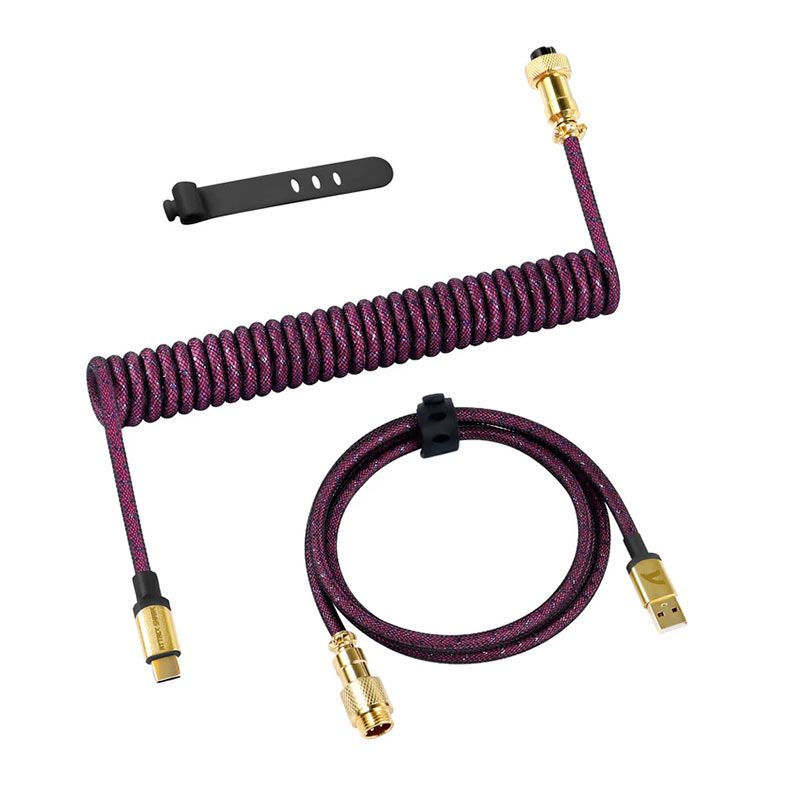 Cabo Para Teclado Attack Shark C03, Com Conector Aviator, USB-A Para Tipo-C, 1.65m, Deep Rose Red, C03-DEEP-ROSE-RED