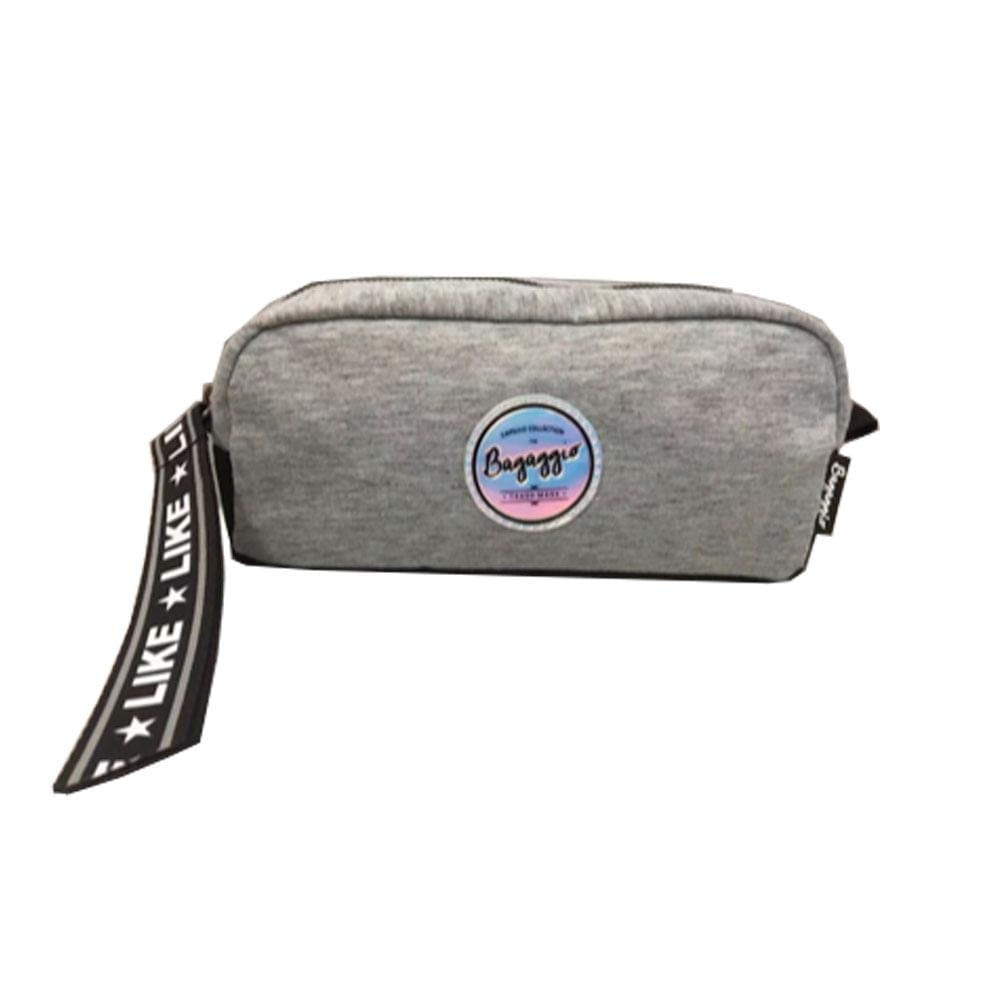 Estojo Escolar Feminino Moletom Like Cinza U / Cinza